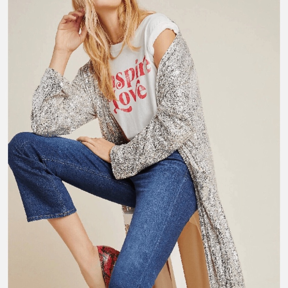 Anthropologie  Sequin Duster by BB Dakota in Silver - xs